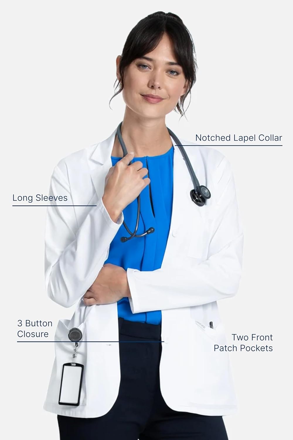 Women's Lab Coat 28" Button Up Front Consultation Coat CK451 - Image 2