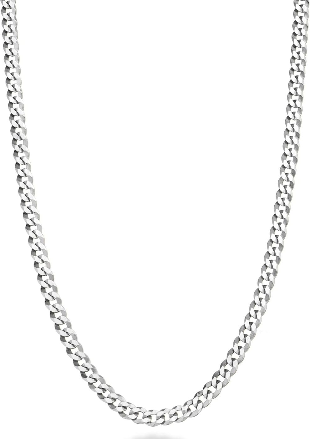 Italian Solid 925 Sterling Silver 3.5mm Diamond Cut Cuban Link Curb Chain Necklace for Women Men, Made in Italy