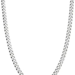 Italian Solid 925 Sterling Silver 3.5mm Diamond Cut Cuban Link Curb Chain Necklace for Women Men, Made in Italy
