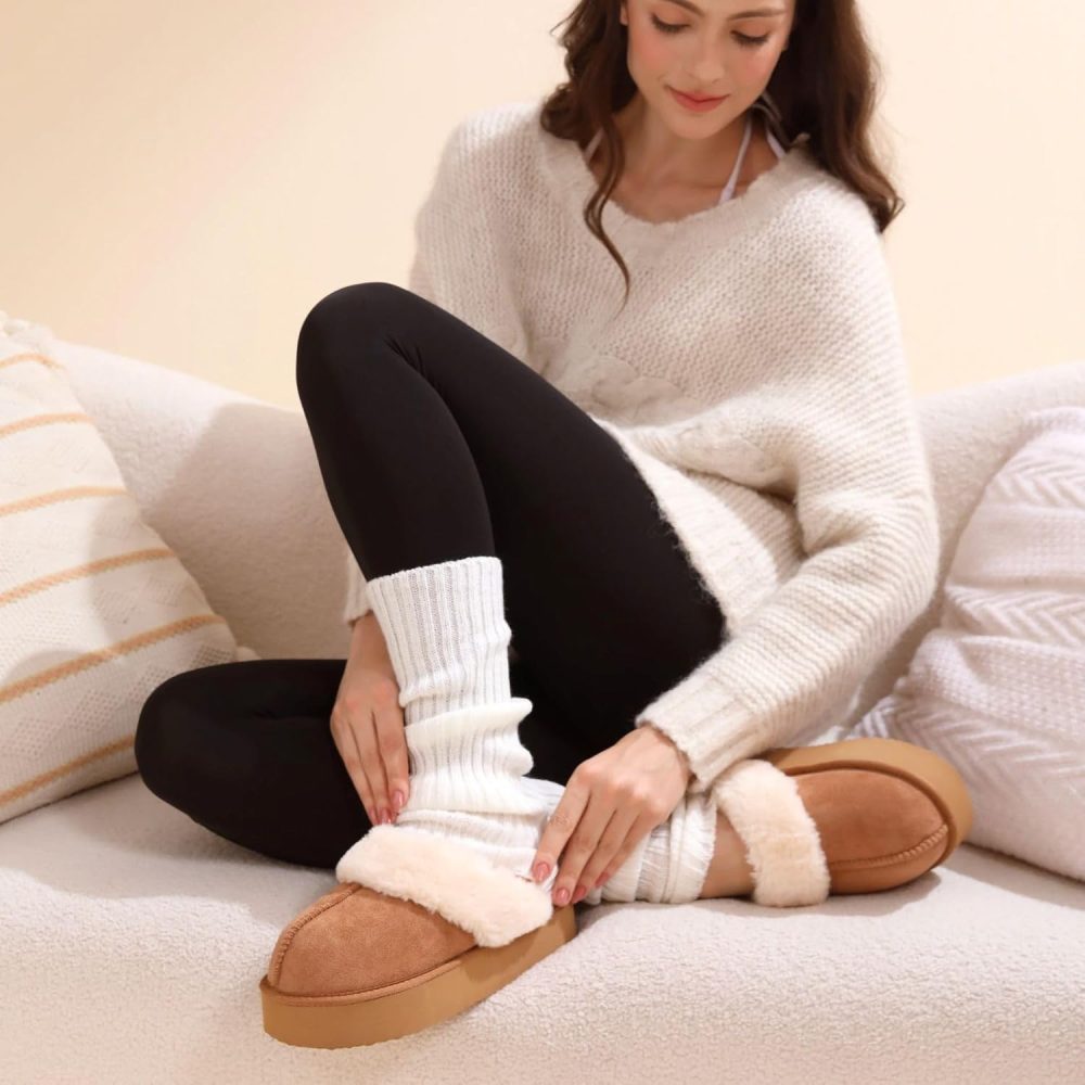 Fuzzy Platform Slippers for Women Cozy Womens Platform Slippers Winter House Slippers for Women Indoor and Outdoor - Image 5